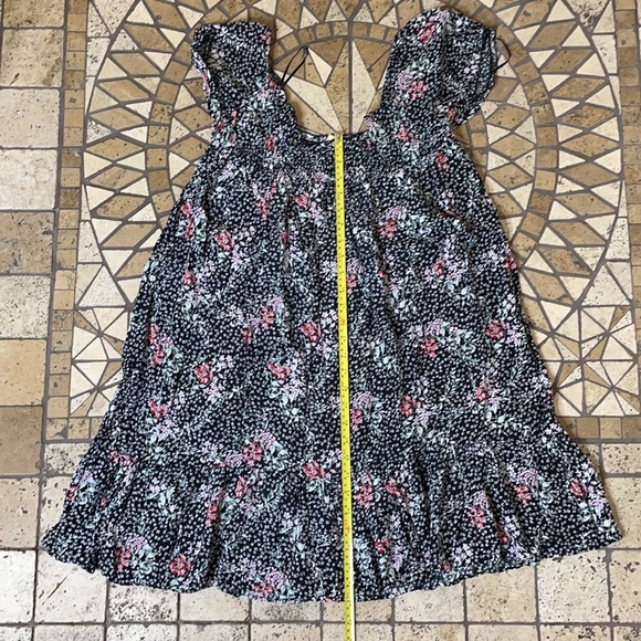 Free Preople Peasant Babydoll Floral Mini Press Black M - Picture 8 of 12